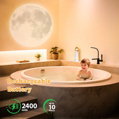 Moon Lighthouse Projector Night Light with Motion Sensor - Rechargeable LED Galaxy Table Lamp, Moon Lamp for Kids, Bedroom, Nursery Decor - Perfect Christmas, Birthday Gift for Boys & Girls
