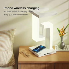 LED Floating Ambient Night Light - With Wireless charging Desk - Anti gravity Lamp